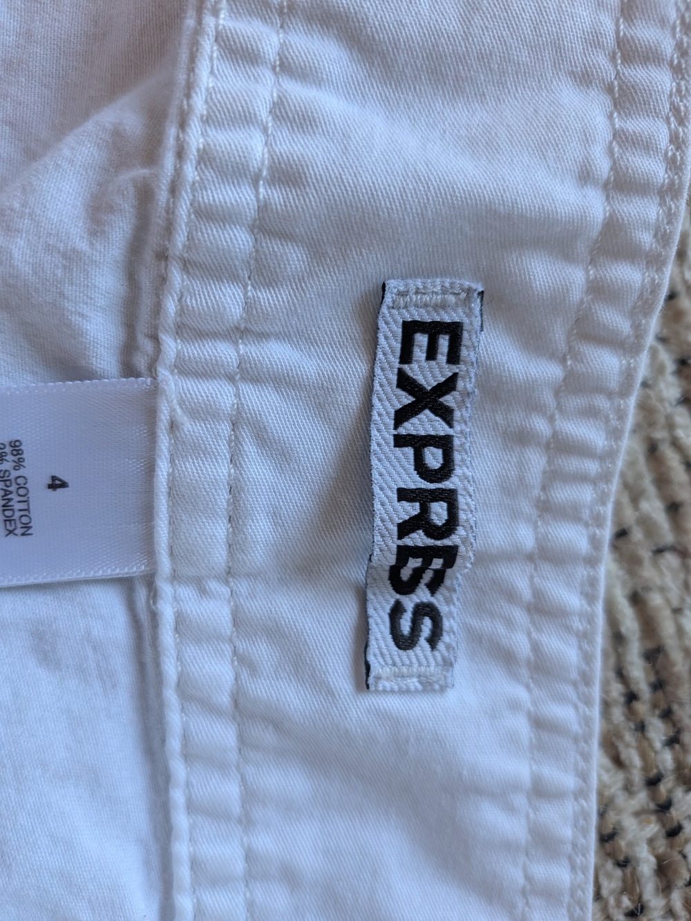 Express White Denim Shorts with Logo Tag - Picture 3 of 4